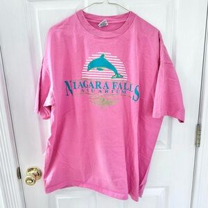 Vintage Pink Niagara Falls Aquarium T-Shirt XLARGE